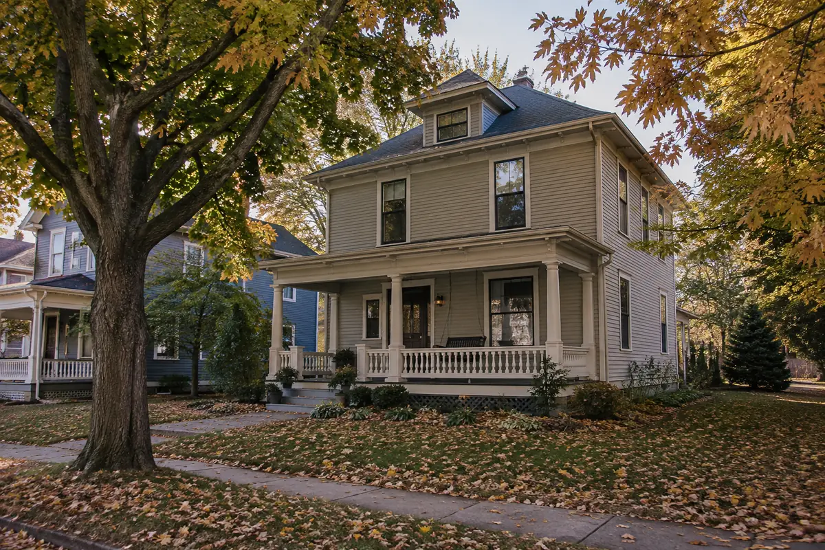Older home with a front porch in Delaware, Ohio