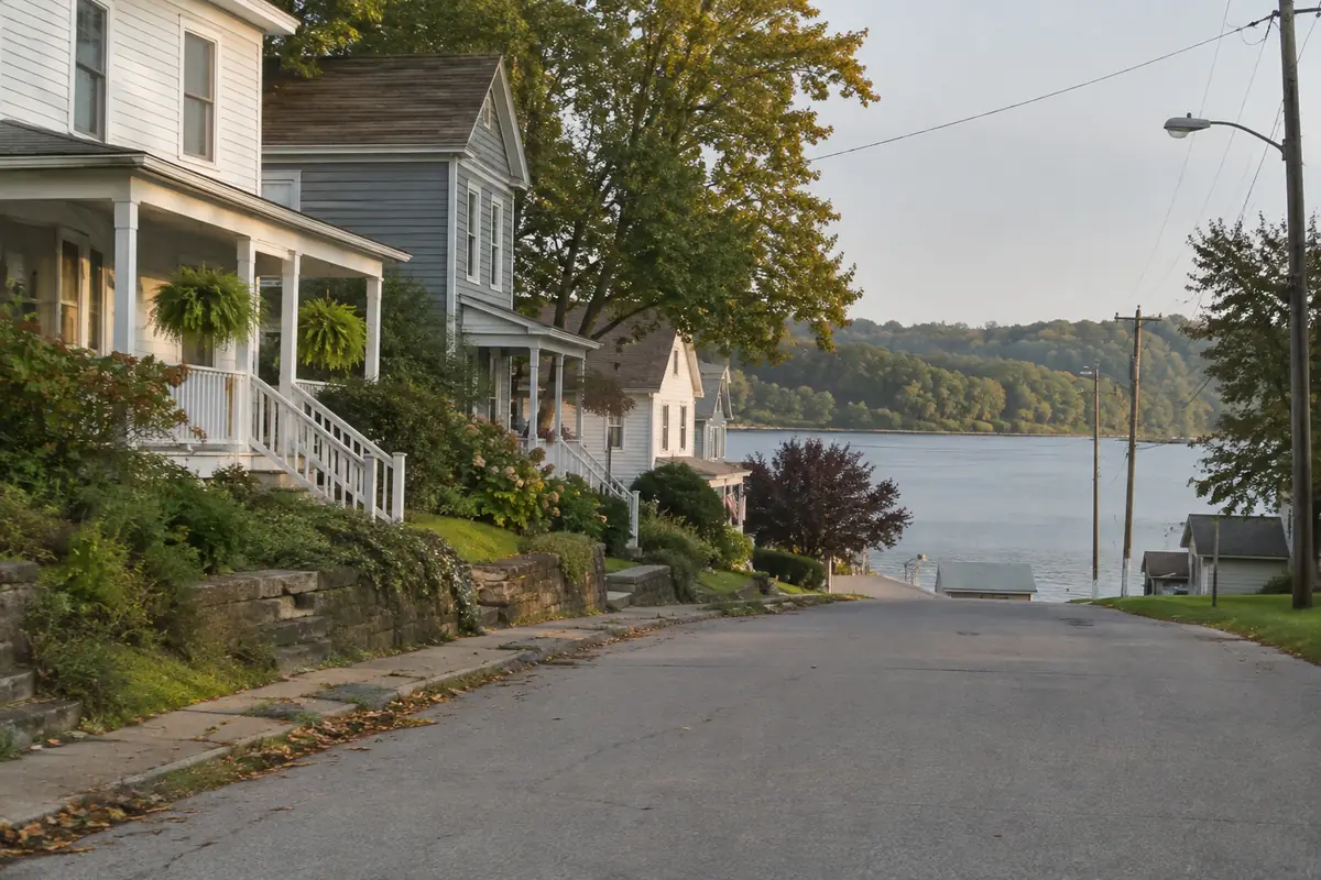Homes overlooking Hoover Reservoir near Galena, Ohio
