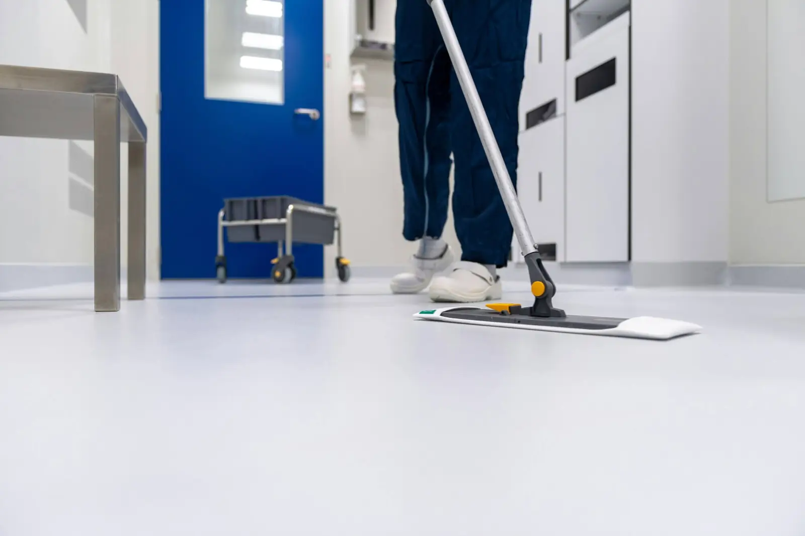 Mopping a commercial floor