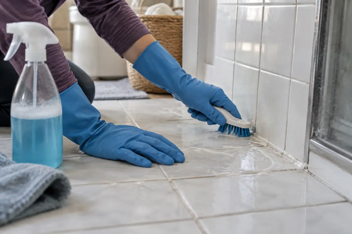 Deep cleaning bathroom tile grout in Delaware, OH
