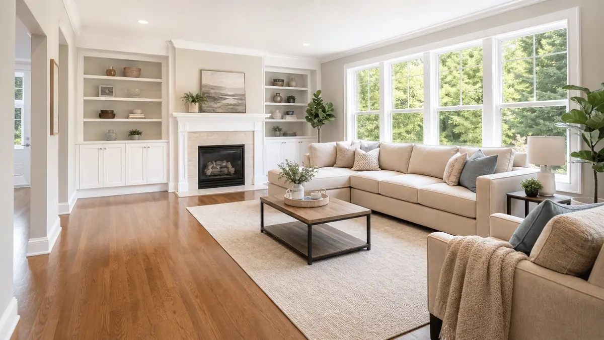 Living room after recurring cleaning in Delaware, OH