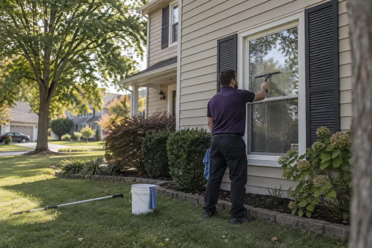 Exterior window washing on a Central Ohio home in Delaware, OH