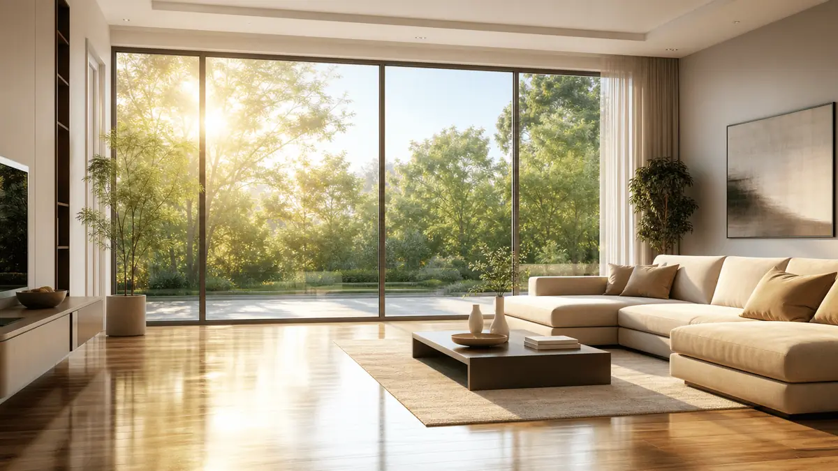 Large sparkling clean window in a living room in Delaware, OH