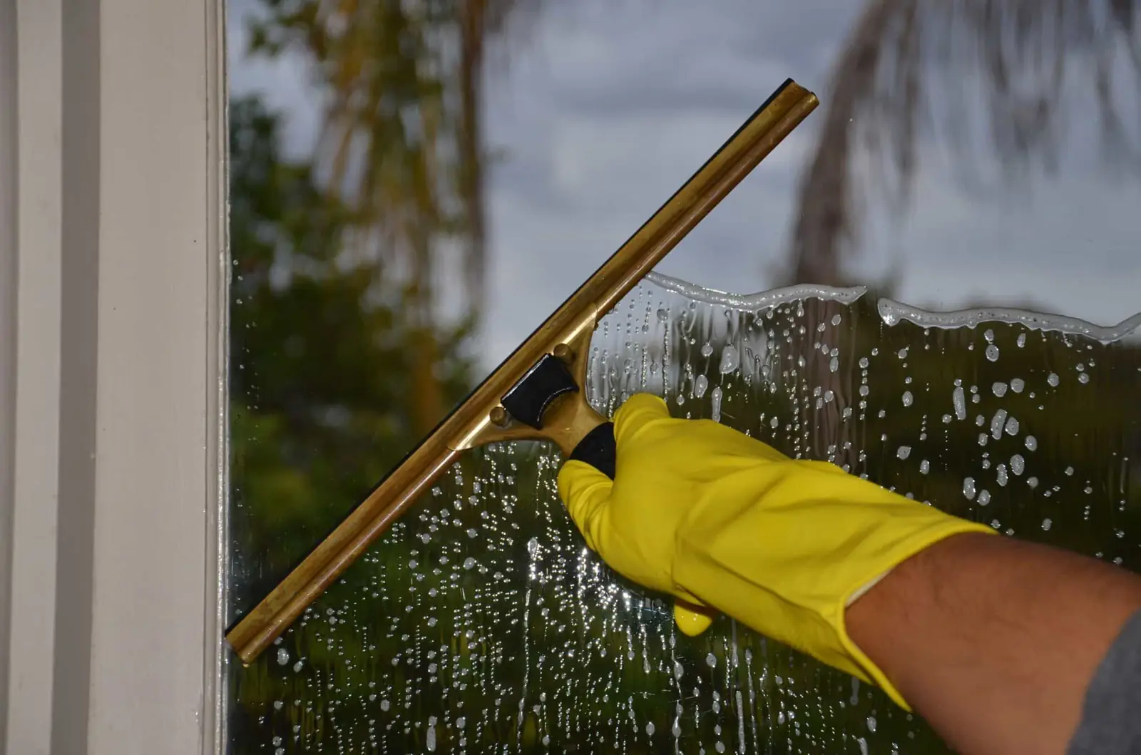 Squeegee on a window in Delaware, OH